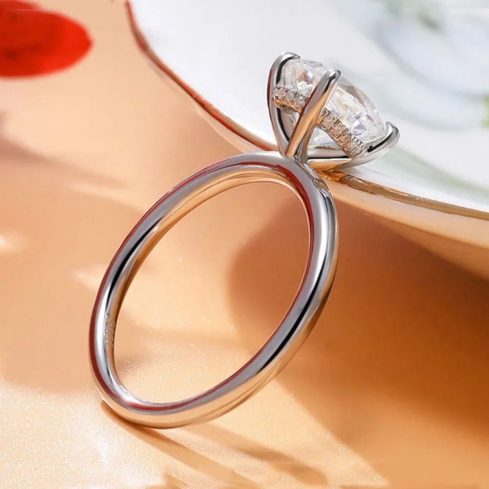 Certified 2ct. t.w. Moissanite Diamond Oval Hidden Halo Engagement Ring NEW